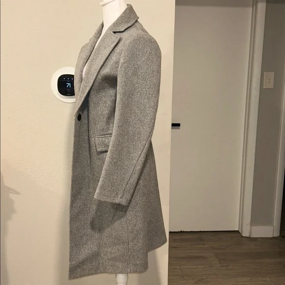 Topshop Longline Brushed One Button Blazer Coat With Wool in Gray Heather Sz 8 - Picture 5 of 11